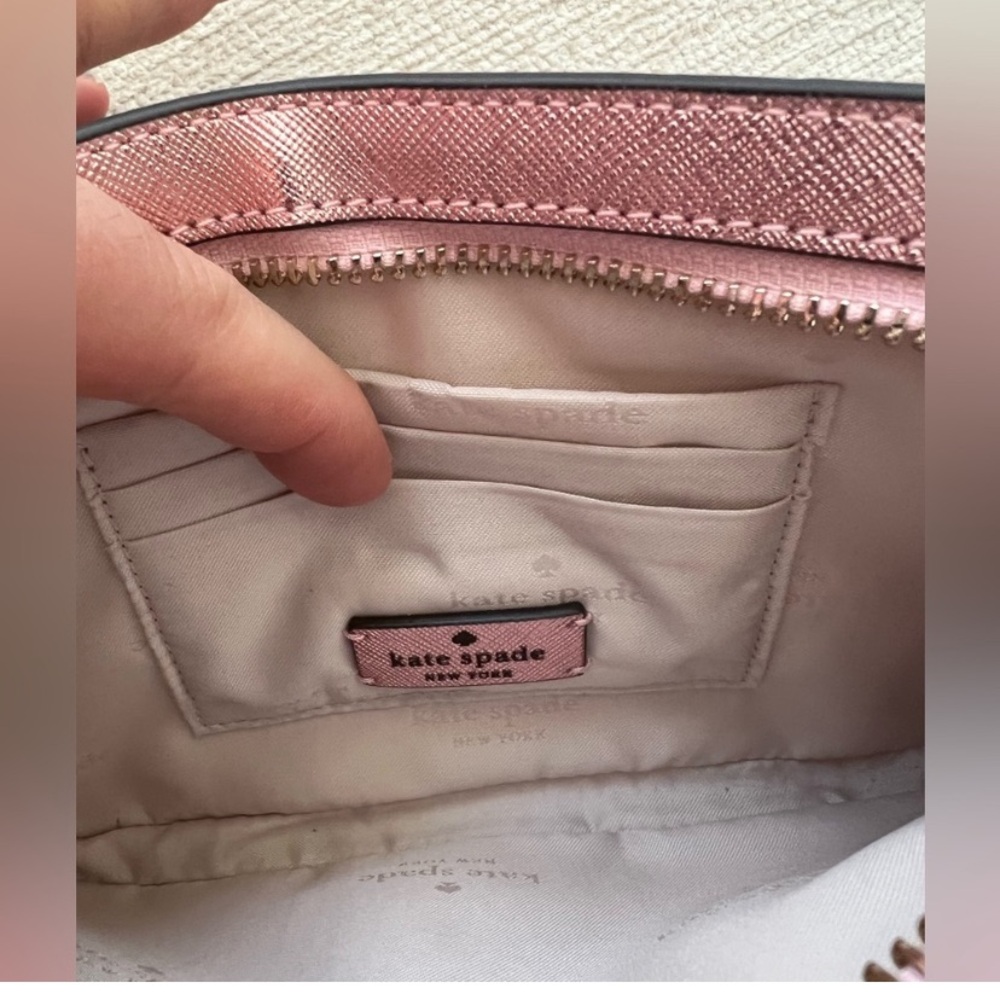 Kate Spade NWOT Glimmer Glitter Pochette in mitten pink and gold hardware - Picture 9 of 9
